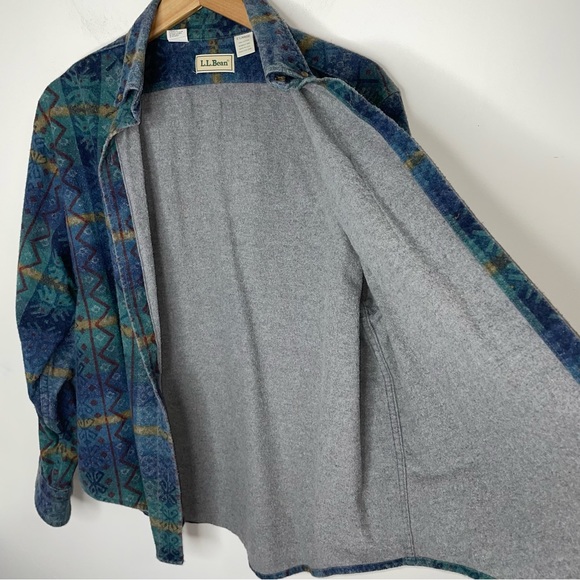 Vintage LL Bean Women's XL Aztec Southwest Print Button Down Shirt Flannel USA - Picture 7 of 11